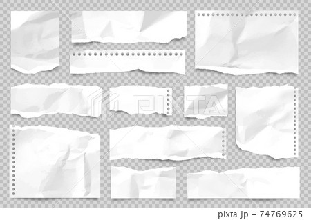 Ripped paper strips isolated on transparent background. Realistic crumpled paper scraps with torn Ripped paper strips isolated on transparent background. Realistic crumpled paper scraps with torn 74769625
