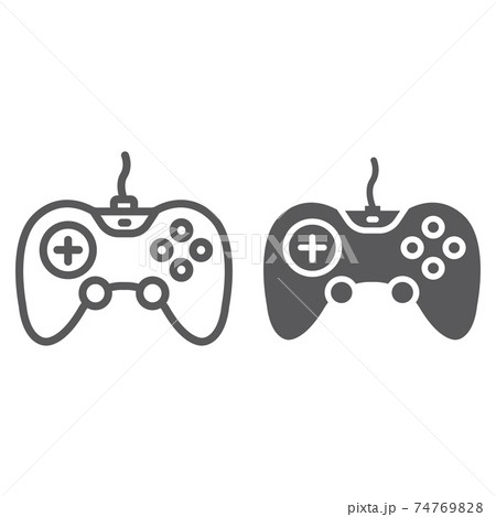 Gamepad line and glyph icon, technology and entertainment, joystick sign, vector graphics, a linear pattern on a white background. Gamepad line and glyph icon, technology and entertainment, joystick sign, vector graphics, a linear pattern on a white background. 74769828