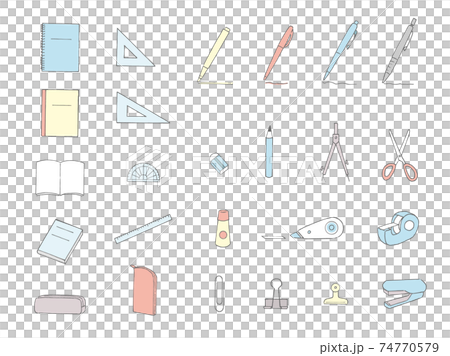 Stationery icon set simple color 74770579