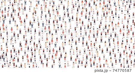 Crowd different people seamless background. Large group of citizen in flat style with shadows. Vector illustration 74770587