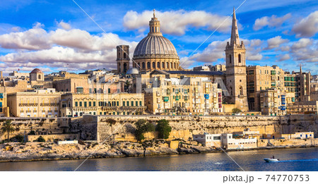 panoramic view of Valetta . Malta 74770753