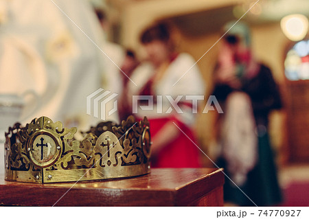 wedding ceremony in the registry office, close-up rings, vows of brides and dressing rings. 74770927