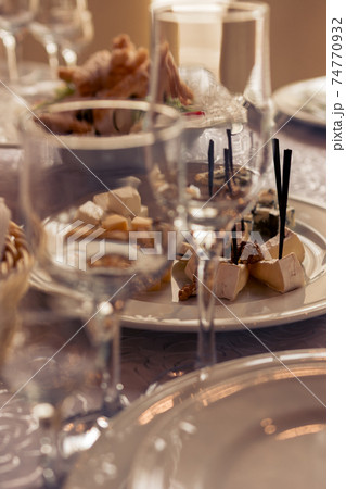 Table setting,festive event and table setting,dishes and snacks when setting tables. 74770932
