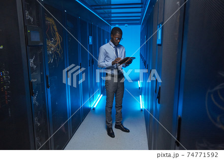 African American Man in Data Center African American Man in Data Center 74771592