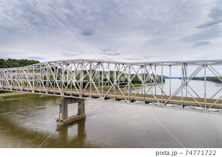 Missouri River bridge aerial view Missouri River bridge aerial view 74771722