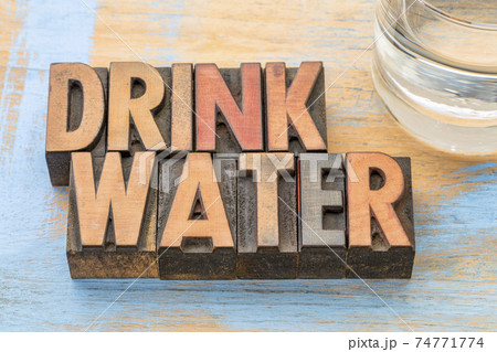 drink water word abstract in wood type drink water word abstract in wood type 74771774