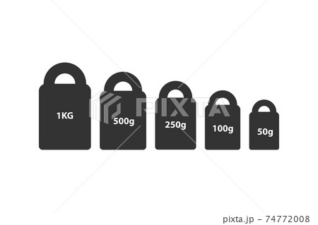 Kg weight mass black simple flat icon set 74772008