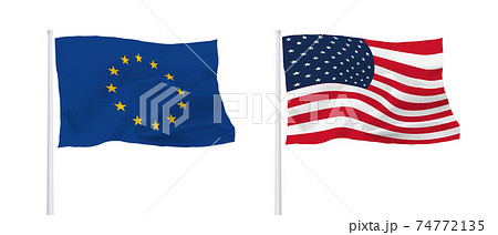 EUとアメリカの旗 74772135