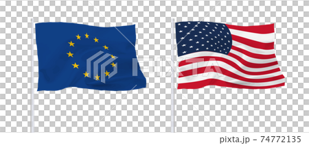 EUとアメリカの旗 74772135