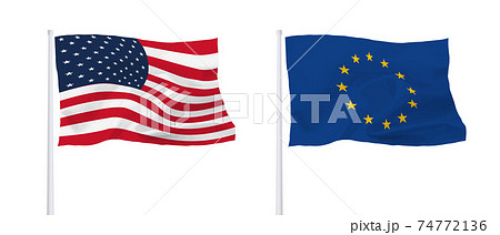 EUとアメリカの旗 74772136