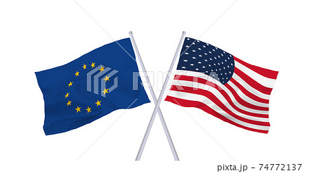 EUとアメリカの旗 EUとアメリカの旗 74772137