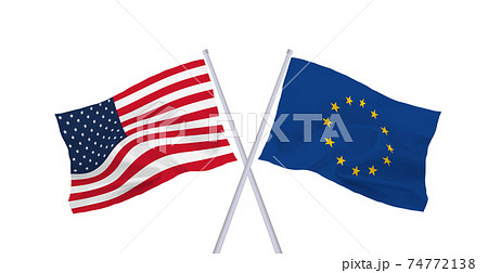 EUとアメリカの旗 EUとアメリカの旗 74772138