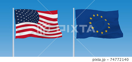 EUとアメリカの旗 74772140