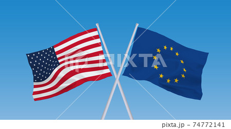 EUとアメリカの旗 74772141