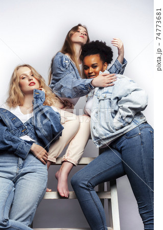 diverse multi nation girls group, teenage friends company cheerful having fun, happy smiling, cute posing isolated on white background, lifestyle people concept, african-american and caucasian diverse multi nation girls group, teenage friends company cheerful having fun, happy smiling, cute posing isolated on white background, lifestyle people concept, african-american and caucasian 74773681