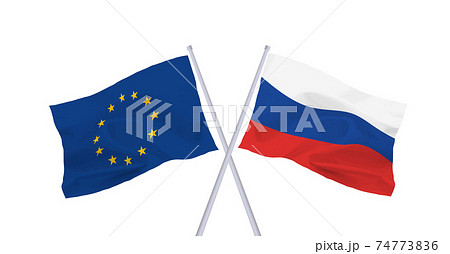 EUとロシアの旗 74773836