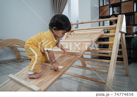 Little Asian Baby Crawling Ride On Pikler Triangle Toys 74774656