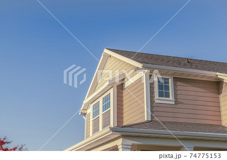 Upper floor of a small modern suburban home Upper floor of a small modern suburban home 74775153