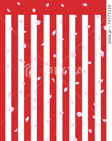 紅白幕に桜の背景 74775230