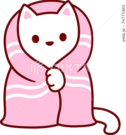 Cute cartoon cat in blanket - Stock Illustration [74775865] - PIXTA