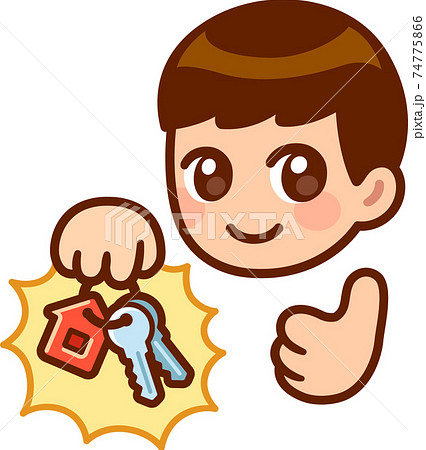 Cartoon character holding house keys Cartoon character holding house keys 74775866