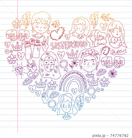 Woman international day 8 march. Girl Power. Feminism concept. Vector pattern. Sticker, patch graphic design. Woman international day 8 march. Girl Power. Feminism concept. Vector pattern. Sticker, patch graphic design. 74776782