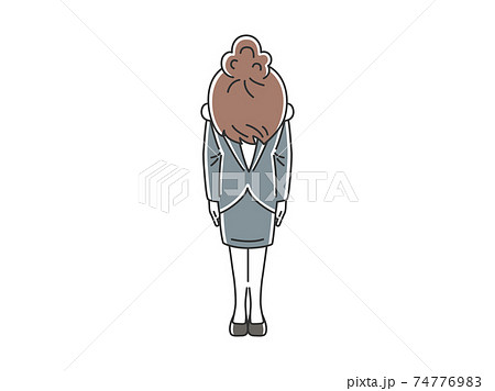 謝罪する女性のイラストのイラスト素材