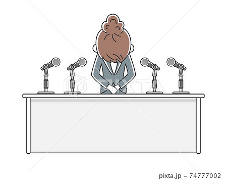 記者会見で謝罪する女性のイラスト 74777002