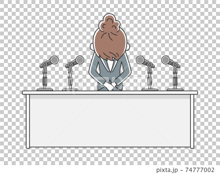 記者会見で謝罪する女性のイラスト 74777002