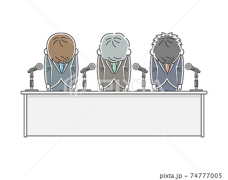 企業の謝罪会見のイラスト 74777005