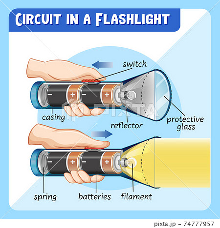 Diagram showing circuit in a flashlight Diagram showing circuit in a flashlight 74777957