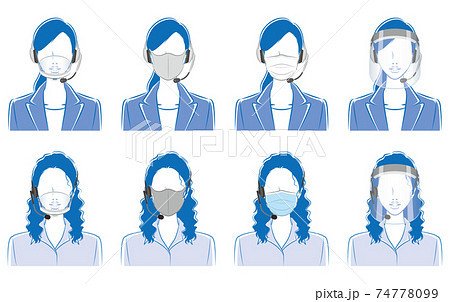 ビジネスウーマンのベクターイラスト. ウイルスの感染対策. 医療従事者. ビジネスウーマンのベクターイラスト. ウイルスの感染対策. 医療従事者. 74778099