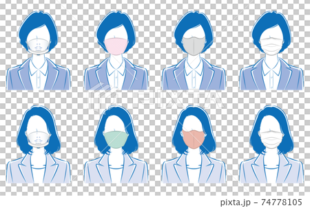 ビジネスウーマンのベクターイラスト. ウイルスの感染対策. 74778105