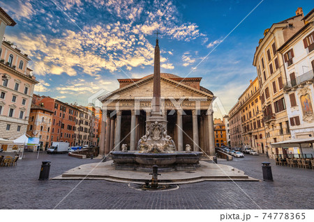 Rome Italy, sunrise city skyline at Rome Pantheon 74778365