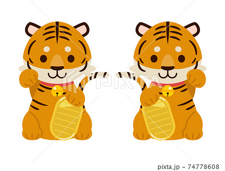 招き虎イラスト素材 : Maneki tiger illustration material 74778608