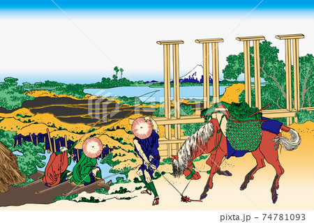 葛飾北斎イメージ武州千住明るいバージョン 葛飾北斎イメージ武州千住明るいバージョン 74781093