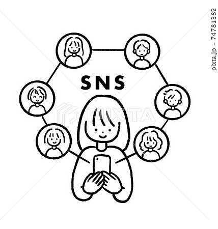 Snsのイラスト 線画のイラスト素材