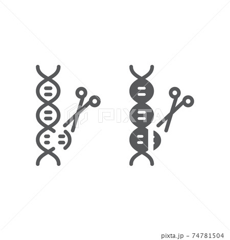 Genome Editing Line And Glyph Icon Technology のイラスト素材