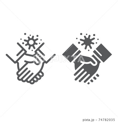 Contagion handshake line and glyph icon, virus and protection, covid 19 sign, vector graphics, a linear pattern on a white background, eps 10. Contagion handshake line and glyph icon, virus and protection, covid 19 sign, vector graphics, a linear pattern on a white background, eps 10. 74782035