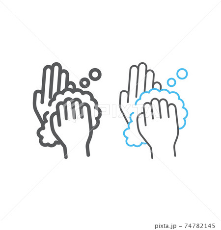 Rub hands palm to palm line and color line icon, wash and hygiene, sanitary sign, vector graphics, a linear pattern on a white background, eps 10. 74782145
