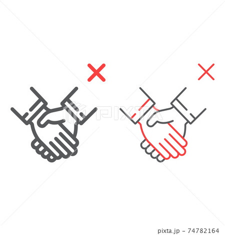 Don t handshake color line icons, coronavirus and microorganism, contagion handshake sign, vector graphics, a linear pattern on a white background, eps 10. Don t handshake color line icons, coronavirus and microorganism, contagion handshake sign, vector graphics, a linear pattern on a white background, eps 10. 74782164