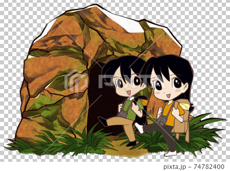 洞窟へ入る男女 74782400