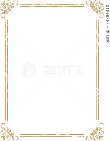 アンティークなカリグラフィーの枠素材 縦 のイラスト素材