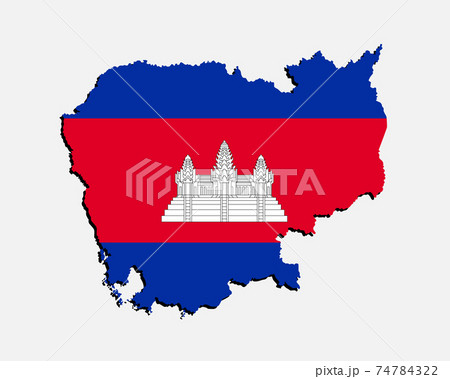 Vector Asia map Cambodia made country flag Vector Asia map Cambodia made country flag 74784322