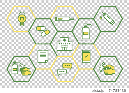 Medical and preventive image of virus prevention Simple yellow and green Medical and preventive image of virus prevention Simple yellow and green 74785486