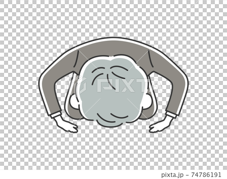 土下座する年配男性のイラストのイラスト素材