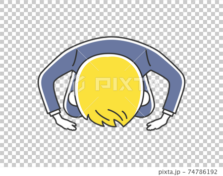土下座する白人男性のイラスト 土下座する白人男性のイラスト 74786192