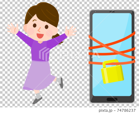 デジタルデトックスする女性　イラスト 74786237