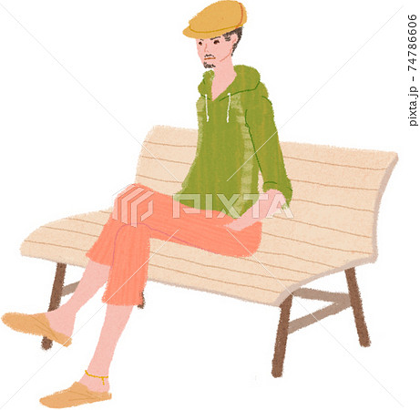 Men Sitting On The Bench Stock Illustration