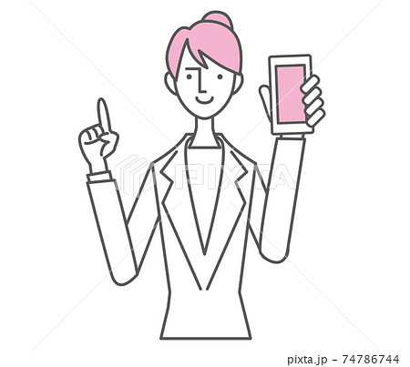 ビジネス　女性　スマートフォン　説明 74786744